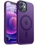 CANSHN Magnétique Mat Coque pour iPhone 12/12 Pro [Toucher Doux et Soyeux] Coque de Protection Antichoc Translucide pour iPhone 12/12 Pro 6.1 Pouces - Violet Foncé