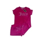 NWT 2pc JUICY COUTURE Hot Pink Velvet Velour Bling Sleepwear Shorts Set Size XL