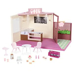 Lori Coffee Shop Playset Mini Toy Cafe with Patio – Play Food, Drinks & Furniture – Accessories for 6-inch Dolls – 3 Years + – Local Café & Terrace, LO37097C1Z, rose, Small