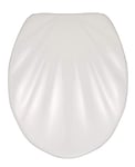 WENKO Abattant WC avec Frein de Chute Premium Coquillage Blanc, abattant WC clipsable avec Fixation en Acier INOX, Fix-Clip, Duroplast, 38 x 46 cm, Blanc