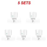 Prise intelligente WiFi avec surveillance de l'alimentation,fonction de synchronisation,commande vocale,Alexa,Google Home,Alice,UE,20A - Type 5pcs