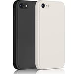 Yisica 2 Pack Silicone Coque Compatible pour iPhone SE 2020 / iPhone 8 / iPhone 7 / iPhone SE 2022, Silicone Coque avec Doublure en Microfibre Douce Protection Complète 4,7", Noir/Blanc