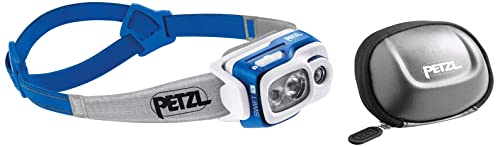 PETZL Swift E095BA02 Headlamp RL 12.5 cm Blue & E93990 POCHE Carrying Case for Ultra-Compact Headlamps