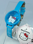 Hello Kitty Montre Femme Bracelet en Cuir Bleu Étui Métal Émaillé