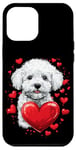 Coque pour iPhone 12 Pro Max Coeurs de Bichon Frisé pour la Saint-Valentin