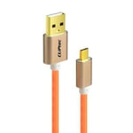 Micro USB Cable 1m Charger Data Sync Braided For Samsung Android Phones Orange