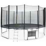 Trampoline 490cm gris avec filet de protection. échelle. bâche. filet pour chaussures. kit d'ancrage - Jupiter XXL - Trampoline de jardin 490 cm