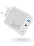 70W USB C Chargeur Rapide, 2 Ports PD GaN Chargeur Adaptateur Type C pour MacBook Pro/Air, Dell XPS 15, Google Pixel, iPhone 14/13, iPad Pro, Samsung Galaxy S22/S21