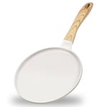 JEETEE Poêle à Crêpes 24 cm - Crêpière avec Revêtement Antiadhésif - Fonte Aluminium - Tous Feux dont Induction - Sans PFOA - Beige