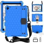 GrimClub Étui pour iPad 9/8/7 10,2" Eva Shock Proof Light Weight Professional Kids Case avec Support de Stylo et dragonne Bleu