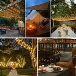 Outdoor Solar String String Lights, 22M 220 LED Outdoor Solar String Lights 8 Modes Waterproof Solar LED String Lights puutarhaan, patiolle, pihalle, jouluun, häihin, juhliin (lämmin valkoinen) INORCO