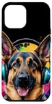 Coque pour iPhone 15 Pro Max Berger Allemand Écouteurs Chien Alsacien Animaux Imprimé