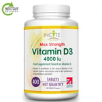 Vitamin D3 4000 IU - 400 High Strength Vitamin D Tablets (1+ Year Supply)