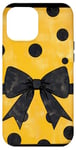 Coque pour iPhone 12 Pro Max Jaune Art Déco Polka Dots Hunting Girl Camo Noeud Noir