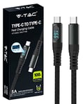 V-TAC Câble USB-C vers USB-C avec écran LED – Câble Type-C 100W PD 5A – 1 mètre – Câble pour smartphone, ordinateur tablette en nylon pour charge rapide et transmission de données – Compatible avec