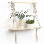 Paryou - Etagere Murale en Bois Design, Etagere Suspendue Corde Flottante de Plantes Interieur Exterieur,Rangement Decoration pour Salle de Bain