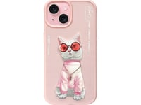 Nimmy Iphone 15 6.1" Case Pink/Pink Glasses Cool Cat