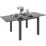 Table de jardin rectangulaire extensible 6 pers. alu métal dim. 80/160L x 80l x 75H cm gris