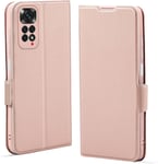 Coque Xiaomi Redmi Note 11s/Note 11 4g Redmi Note 11 4g Housse Ultra Mince Portefeuille Fermeture Rabat Flip Case Clapet Folio Étui Clapet Protection Telephone Cover. Or Rose