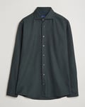 Eton Slim Fit Twill Flannel Shirt Dark Green