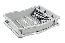 CURVER Egouttoir à Vaisselle 24 assiettes avec plateau - 48 x 10,5 x 38 cm - Gris