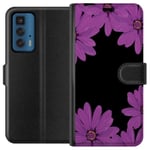 Motorola Edge 20 Pro Musta Lompakkokotelo Blomster