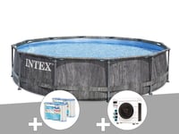 Kit piscine tubulaire Intex Baltik ronde 5,49 x 1,22 m + 6 cartouches de filtration + Pompe ? chaleur