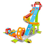 Dickie Toys ABC Jays Jump N Fun Tower (66 x 72 x 64 cm) Circuit de Course à partir de 1 an avec Boucle, charpente et 2 Voitures Jouet, autoroute Jouet pour bébés et Enfants à partir de 12 Mois