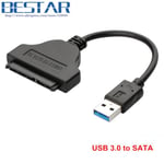 15cm Adaptateur USB 3.0 à SATA Standard pour disque dur de 2.5 pouces, 5Gbps, 15cm, Super vitesse, 22 broches, connecteur de convertisseur de câble