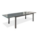 Table de jardin rectangulaire - 10/12 places - Aluminium et plateau en verre - Anthracite - TOLEDE  