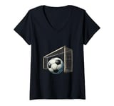 Womens Soccer Ball Goal Graphic V-Neck T-Shirt