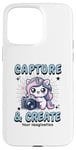 Coque pour iPhone 15 Pro Max Appareil photo mignon Photographe Licorne Capture et