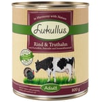 Lukullus Naturkost Adult Grain Free 6 x 800 g - Nötkött & kalkon