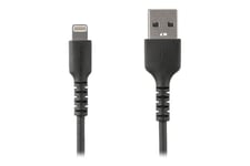 StarTech.com 1m tålig svart USB-A till Blixtkabel - Tungt, robust aramifiber USB typ A till Blixtladdare/synkron strömsladd - Apple MFi-certifierad iPad/iPhone 12 - Lightning-kabel - Lightning / USB - 1 m