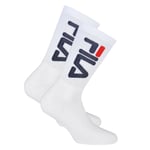 Fila Chaussettes Unisexes 2 Paires - Chaussettes De Tennis, Chaussettes D'équipage, Éponge, Sport, Logo Blanc 43-46