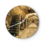 Horloge murale en verre 30x30cm Cave à vin bouteilles sous-sol Wall Clock