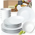 Moritz & Moritz BASIC 18 pcs. Service de Table 6 Personnes Moderne - en Porcelaine de Haute Qualité en Blanc Classique - Composé de 6x Assiettes à Diner, 6x Assiettes à Dessert & 6x Bols