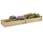 Outsunny Jardinière Rectangulaire en Bois de Sapin, Lit de Jardin Surélevé avec séparateurs sans Fond dim. 237L x 60l x 25H cm Bois Naturel