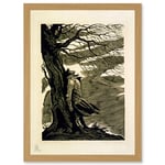 Heathcliff Wuthering Heights Bronte Black White Drawing Artwork Framed Wall Art Print A4