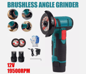 Cordless Mini Angle Grinder Polishing Brushless Cutter+2 Battery& Charger UK