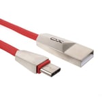 Platt 1m USB-C laddningskabel, röd