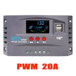 Solcellsladdningsregulator MPPT 12V 24V Auto 30A 20A 10A med LCD-display Dubbla USB för bly-syra förseglade gel AGM litium batteri MPPT 20A 12V 24V Auto