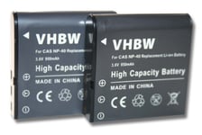 vhbw 2x Batteries compatible avec Casio Exilim EX-FC100WE, EX-FC150, EX-FC150BK, EX-FC150RD appareil photo reflex (950mAh, 3,6V, Li-ion)