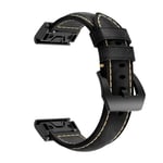 Garmin Fenix 5 - Äkta Läder armband 22mm - Passar för handledsomkrets 135-225mm - Svart