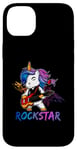 Coque pour iPhone 14 Plus Licorne Rock Star Guitare à bascule Musique Chanteur Rock Band