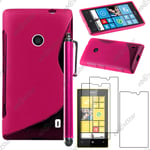 Housse Etui Coque Silicone S-line Rose Nokia Lumia 520 + Stylet + 3 Film écran