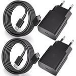 Lot de 2 chargeurs USB C de 15 W, Chargeur Rapide avec câble de Charge de 1,5 m, Courant Type C pour Galaxy S8, S9, S10 Plus, S10e, S20 S21 FE, A50, A51, A40, A33, A20e, A13, Z Flip3, Z Fold2 5G