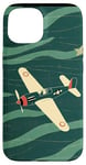 Coque pour iPhone 15 Vert abstrait rayé vintage WWII Flying P40 Tiger Warbird