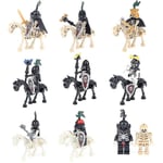 8 st Medieval Skelett Riddare Byggklossar Odöda Soldat Häst Actionfigur Leksaker för Barn