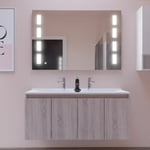 Meuble proline 120 cm avec plan double vasque et miroir Prestige- Bois